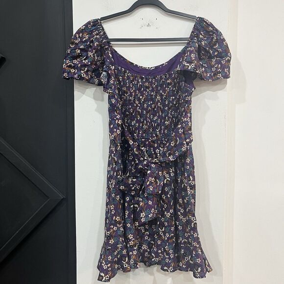 NWOT Band Of The Free Purple Floral Coraline Mini Dress Size Medium - Picture 4 of 6